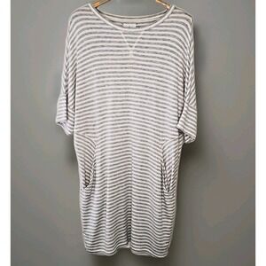 Lou & Grey Signaturesoft Striped T Shirt Dress Sz L Drop Sleeve Slouchy Coastal